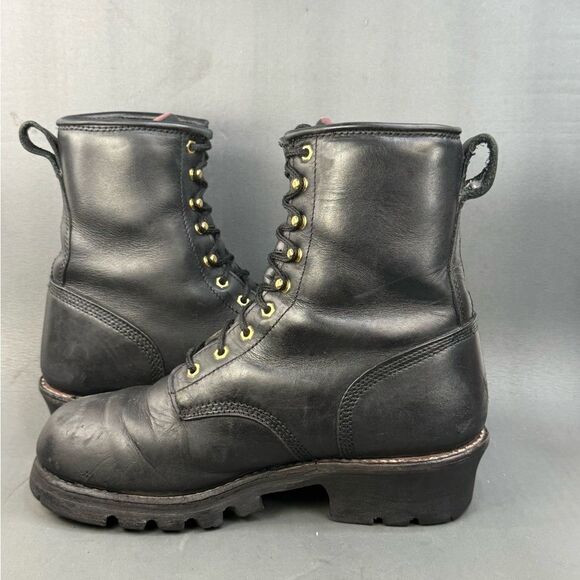 Chippewa leather Logger lace up boots men size 9 Wide